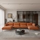 preview thumbnail 1 of 27, Modern Minimalist Upholstered Couches, 147" 4-Seater Cloud Modular Sectional Sofa with 2 Ottoman,U Shaped Couch for Living Room 4 seats+2 ottoman(orange)