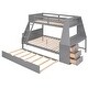 preview thumbnail 7 of 28, Twin Over Full Bunk Bed with Trundle, Desk, and Storage Drawers, Grey