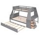 preview thumbnail 22 of 28, Twin over Full Wood Bunk Bed with Trundle, Built-in Desk, Three Storage Drawers & Shelf - Sapce-Saving Design
