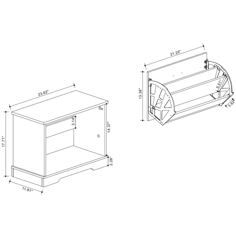 Shoe Storage Bench with 1 Flip Drawer and Adjustable Shelf