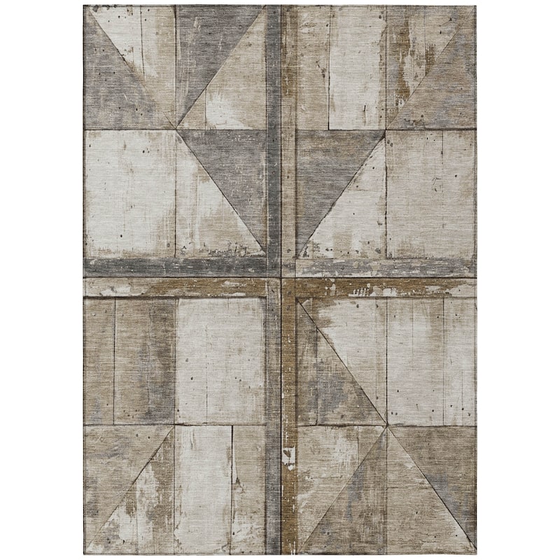 HomeRoots Geometric Transitional Rectangle Outdoor Rug