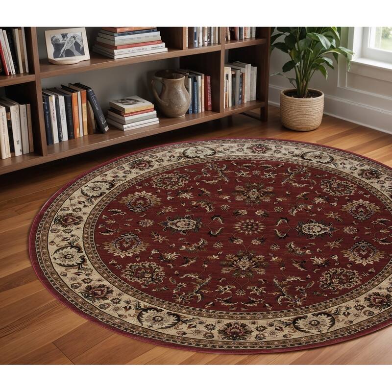 HomeRoots Oriental Traditional Square Area Rug - 94.49 in. x 94.49 in. x 0.43 in. - Round