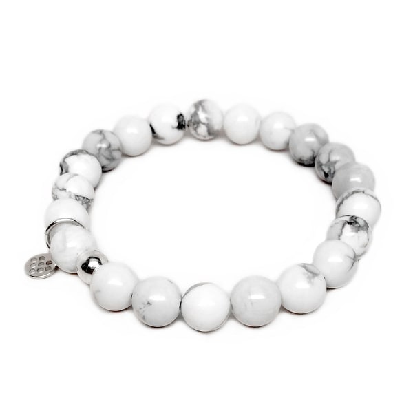 White Howlite Lucy 7 Sterling Silver Stretch Bracelet On White Howlite Lucy 7 Sterling Silver Stretch Bracelet