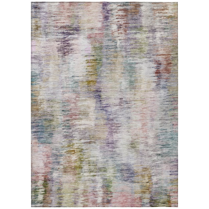 Machine Washable Indoor/ Outdoor Chantille Solid Abstract Rug