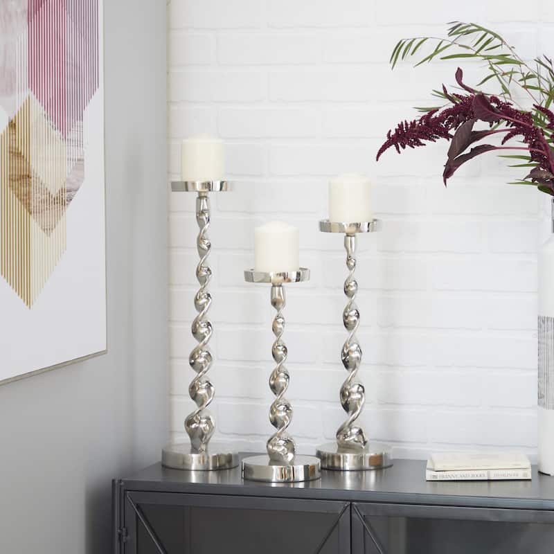 Aluminum Metal Candle Holder - Set of 3 Gold or Silver - Roche River Decor