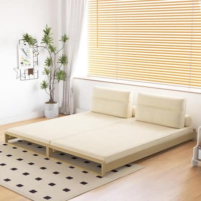 82.67in. stackable sofa bed, removable and washable cotton-linen fabric