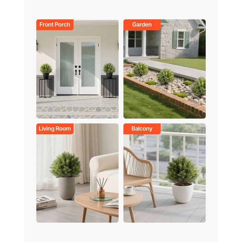 Set of 2 16-Inch Artificial Topiary Trees Eucalyptus & Stainless Steel Trunk, Lifelike PE Foliage - 11.8 x 11.8 x 16 in