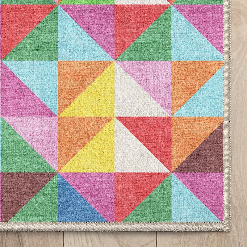 Well Woven Crayola Modern Tile Geometric Vibrant Multi Color Rug