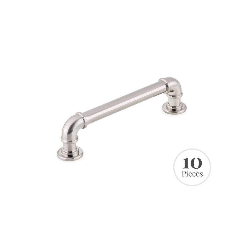 Industrialist 10-Pack Cabinet Industrial Pipe Pull for Kitchen - Brushed Nickel
