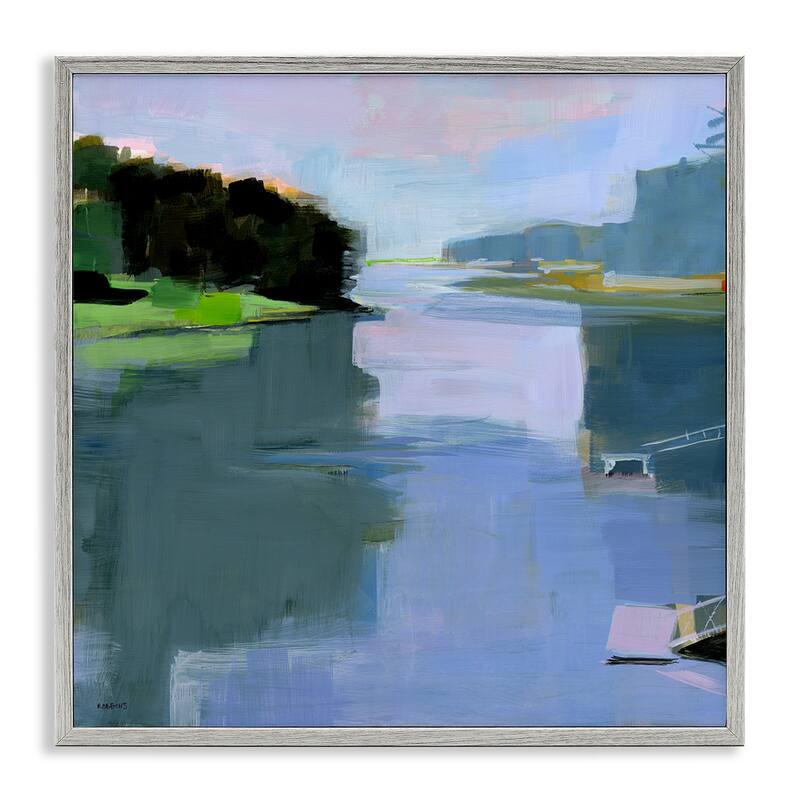 Stupell Water Reflection Abstract Framed Giclee Art Design By Kathleen Robbins - 24 x 24 - Grey