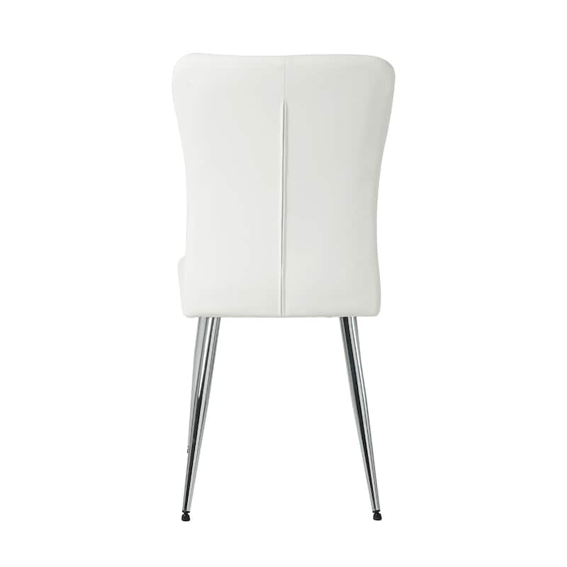 Modern 4 Piece PU Kitchen Dining Chairs with Cushions, Metal Legs, Backrests for Dining Room Kitchen Living Room Bedroom