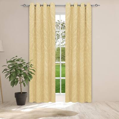 Curtain Panel Jacquard Cassidy 84L Pale Banana - 84" x 54" - 84" x 54"