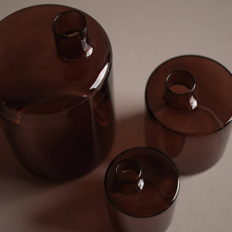 Extra Large Glass Bottle Vase with Pipe Mouth - 8.25" - Red