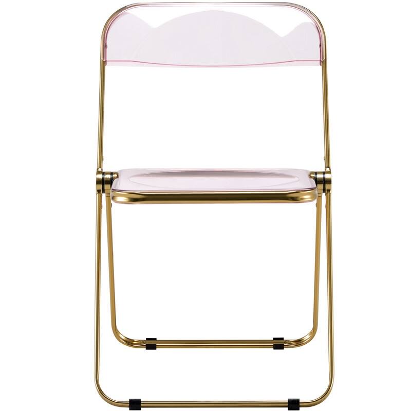 Lawrence Modern Foldable Transparent Acrylic Gold Chrome Folding Chair for Multipurpose Spaces Set of 4 - 30"