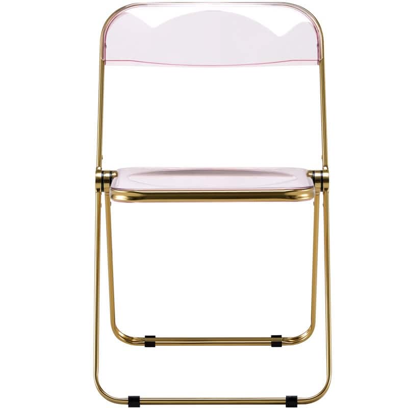 Lawrence Set of 4 Modern Foldable Transparent Acrylic Gold Chrome Folding Chair for Multipurpose Spaces - 30"