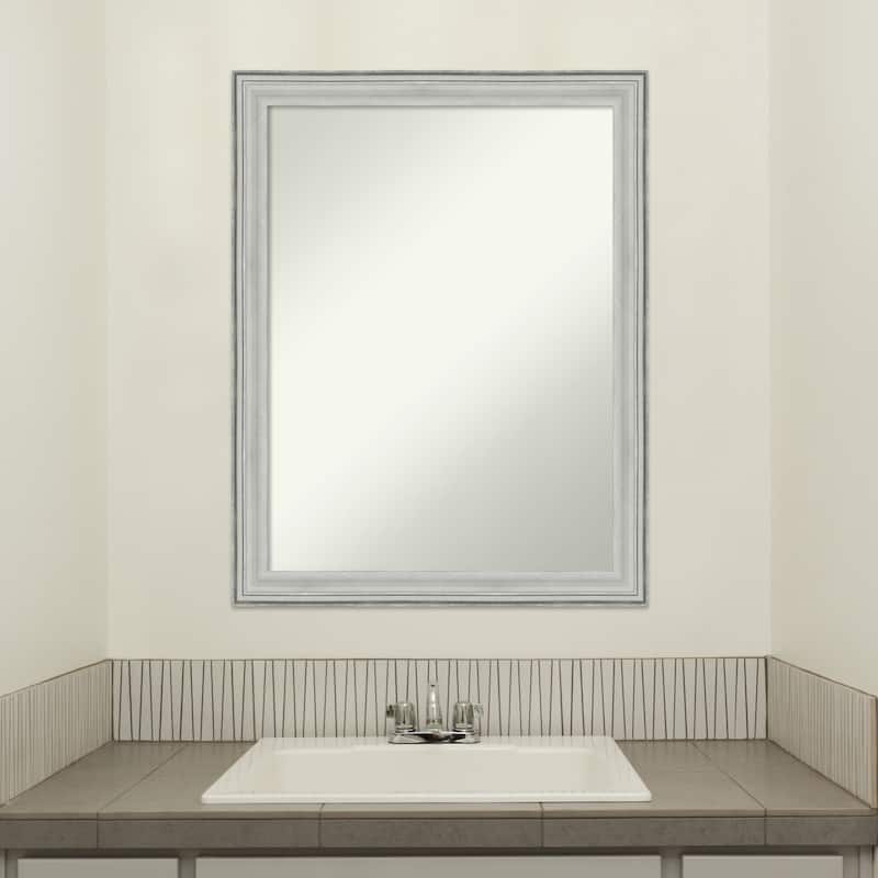 Non-Beveled Wood Bathroom Wall Mirror - Bel Volto Silver Frame