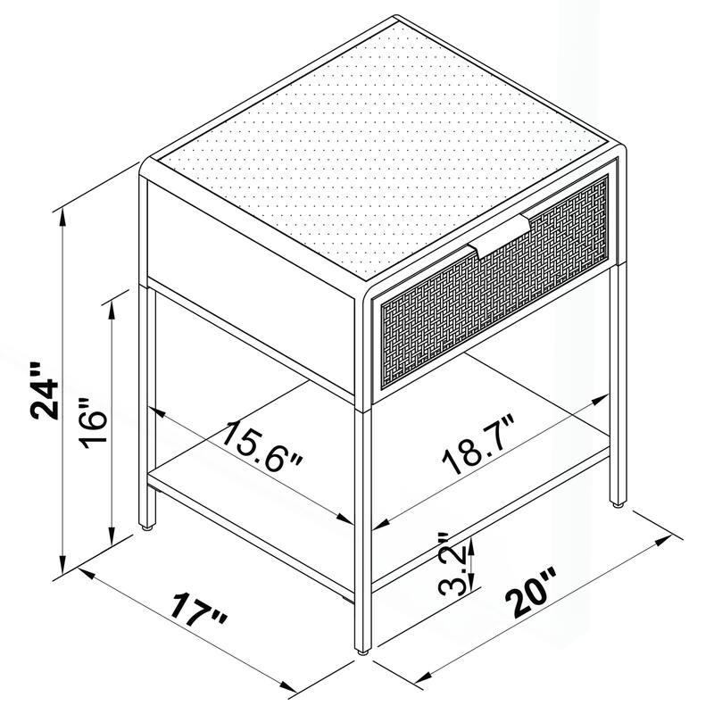 Chic Metal Bedside Table with Cane Drawer for Stylish Spaces