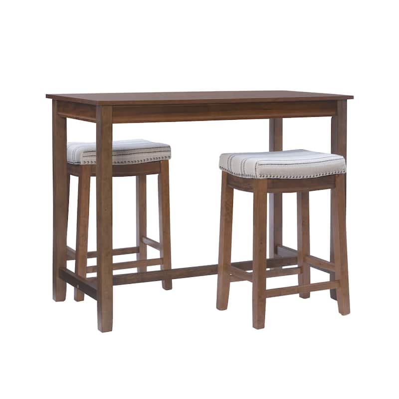 3-Piece Counter Table and Stools - 47.25" - Brown and Beige