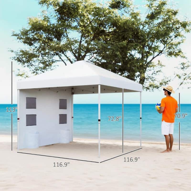10x 10 ft Party Tent w/Sidewall with Height Adjustable Instant Sun Shelter w/Storage Pockets