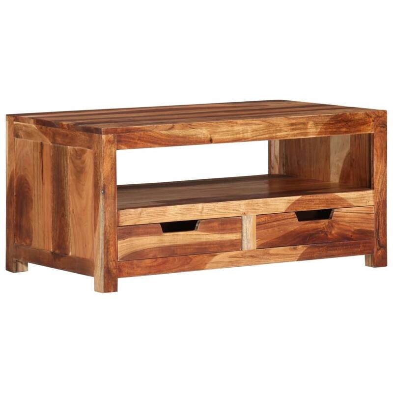 vidaXL Coffee Table 33.1"x19.3"x15.7" Solid Wood Acacia - 33.1" x 19.3" x 15.7"