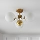 preview thumbnail 6 of 9, Ojai 23.5" 3-Light Bohemian Farmhouse Iron/Frosted Glass LED Semi Flush Mount, Brass Gold/White by JONATHAN Y