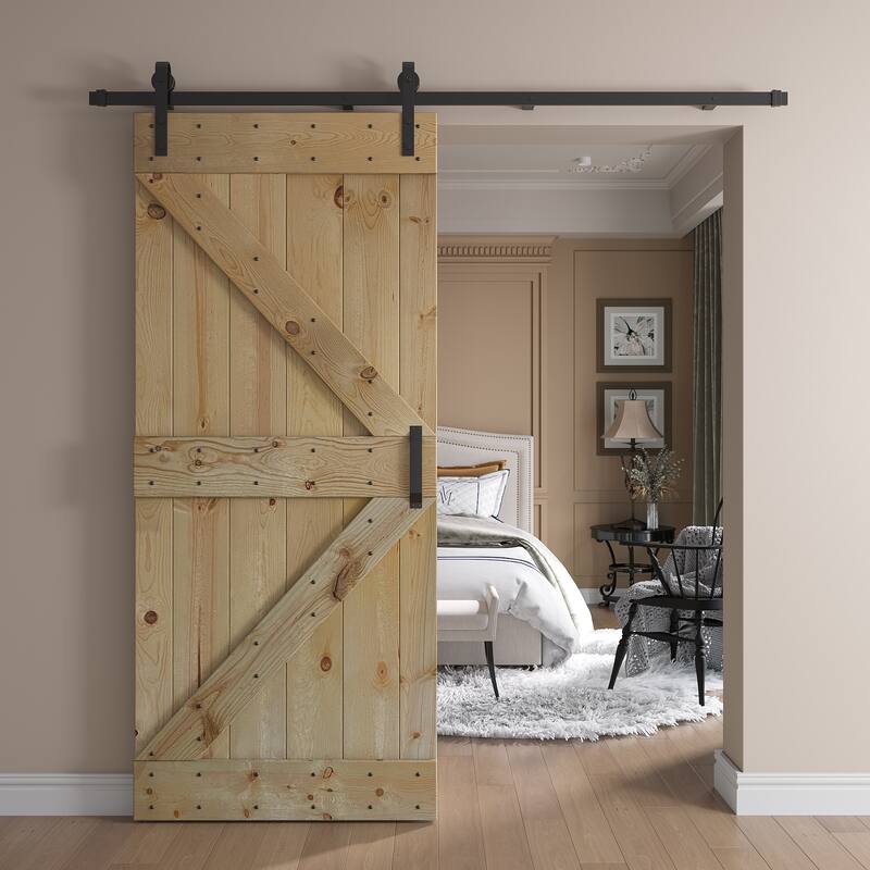 Coast Sequoia 38in x 84in K Series Pine Wood Sliding Barn Door With Hardware Kit