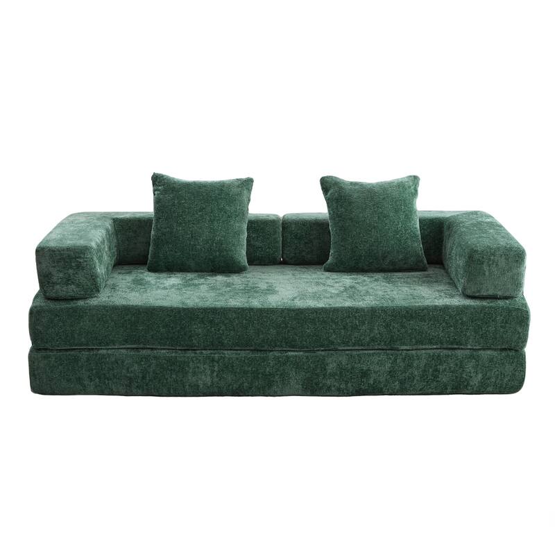 Floor Couch,Compression Sofa,Convertible Floor Sofa Bed-with Pillow Back Support Armrest,Comfy Futon Couch Lounge Sleeper Bed
