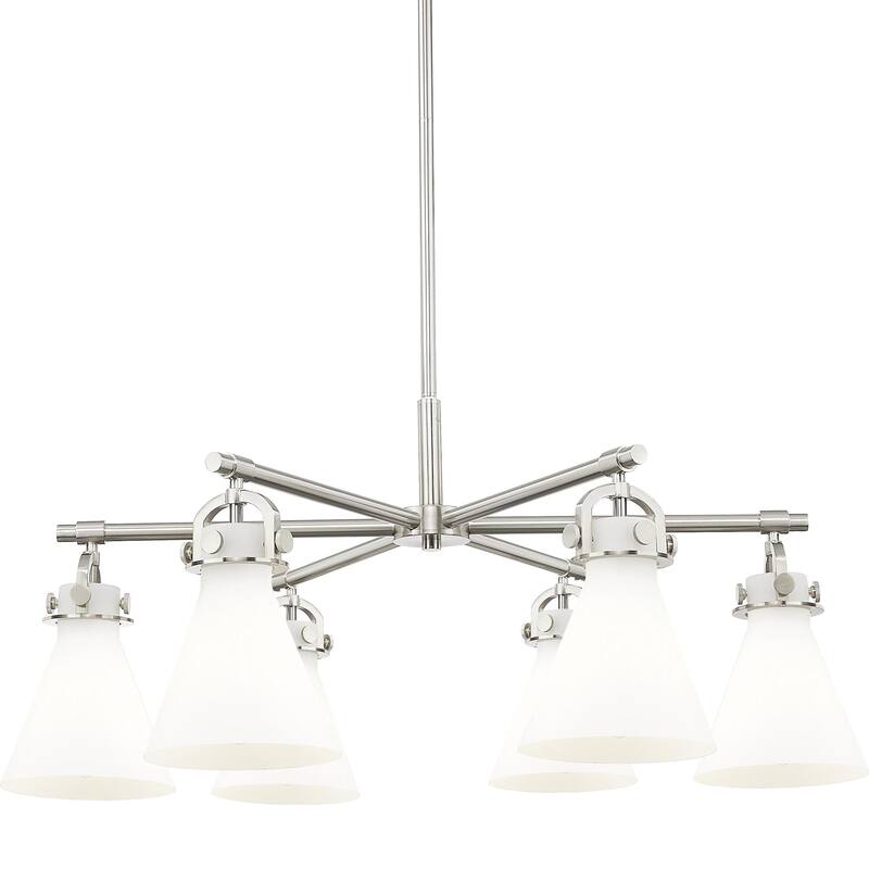 Innovations Lighting 410-6CR-16-26 Newton Cone Chandelier Newton Cone - Satin Nickel / White