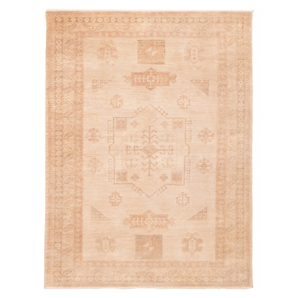 ECARPETGALLERY Hand-knotted Chobi Finest Ivory Wool Rug - 6'5 x 8'7