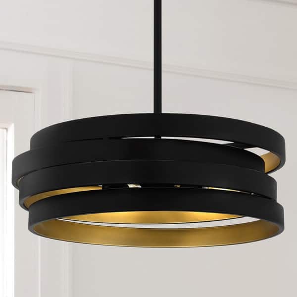 slide 2 of 5, Luxury Cosmopolitan Pendant, 5.5H x 16W, with Eclectic Style, Matte Black, UQL5680 by Urban Ambiance - 5.5''H x 16''W x 16''D