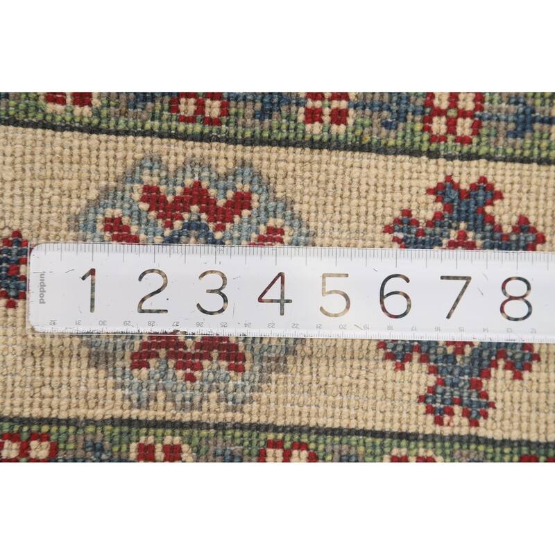 Geometric Kazak Area Rug Bedroom Handmade Wool Carpet - 5'1" x 6'10"