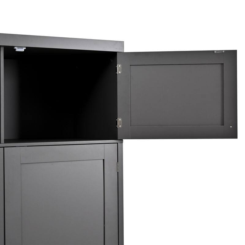 Modern 80.1" Tall Freestanding Kitchen Pantry Cabinet with Adjustable Shelves and 2 Power Outlets