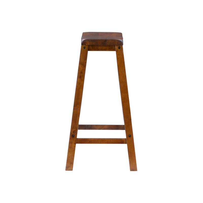Linon Laurell Backless Rustic Farmhouse Saddle Bar Stool