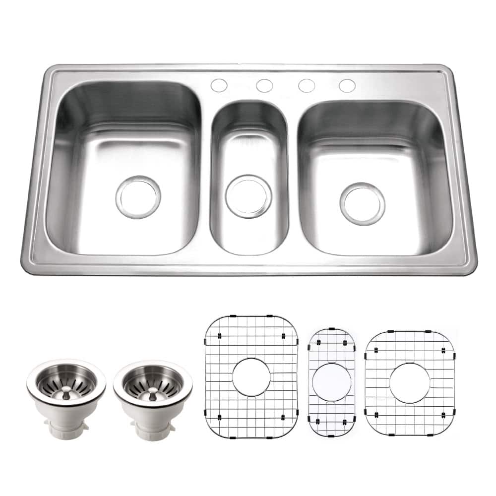 Houzer PGT-4322-C Premier 41-5/16" Drop In Triple Basin Stainless - Stainless Steel