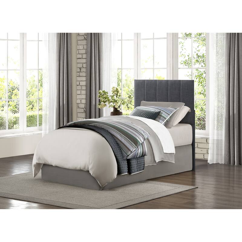 Gray Fabric Upholstered Twin Headboard with Vertical Channel Tufting