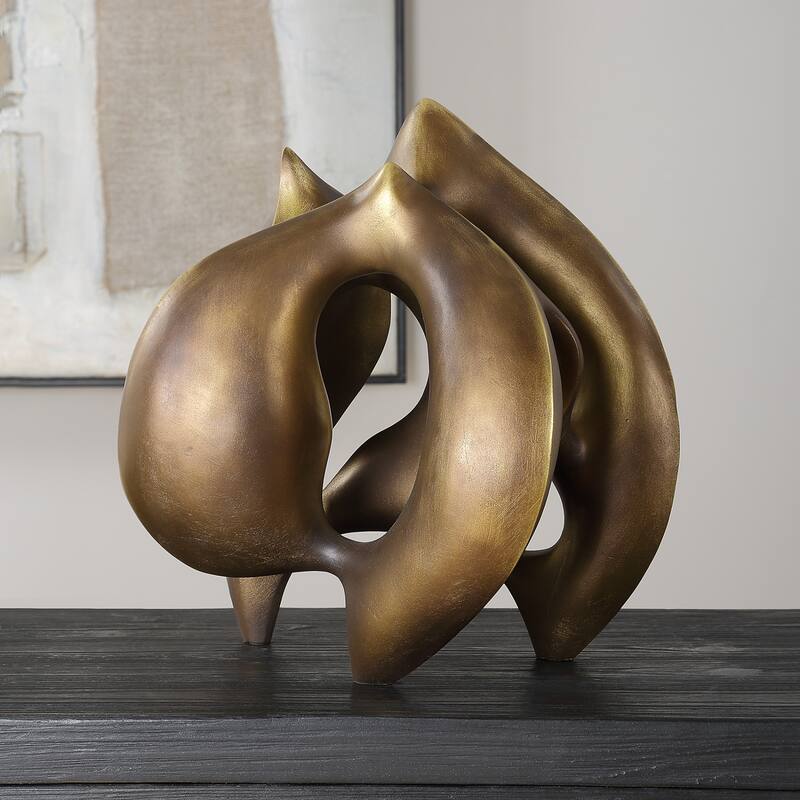 Abstract Curved Sculpture - 13.25" - Bronze Finish