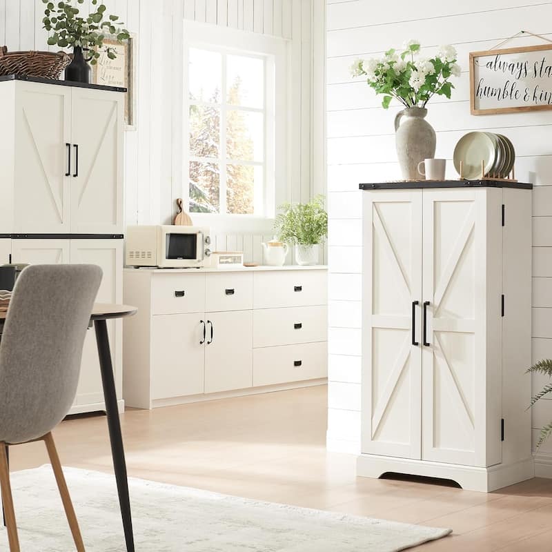 47" Farmhouse Kitchen Pantry, Storage Cabinet with Barn Doors