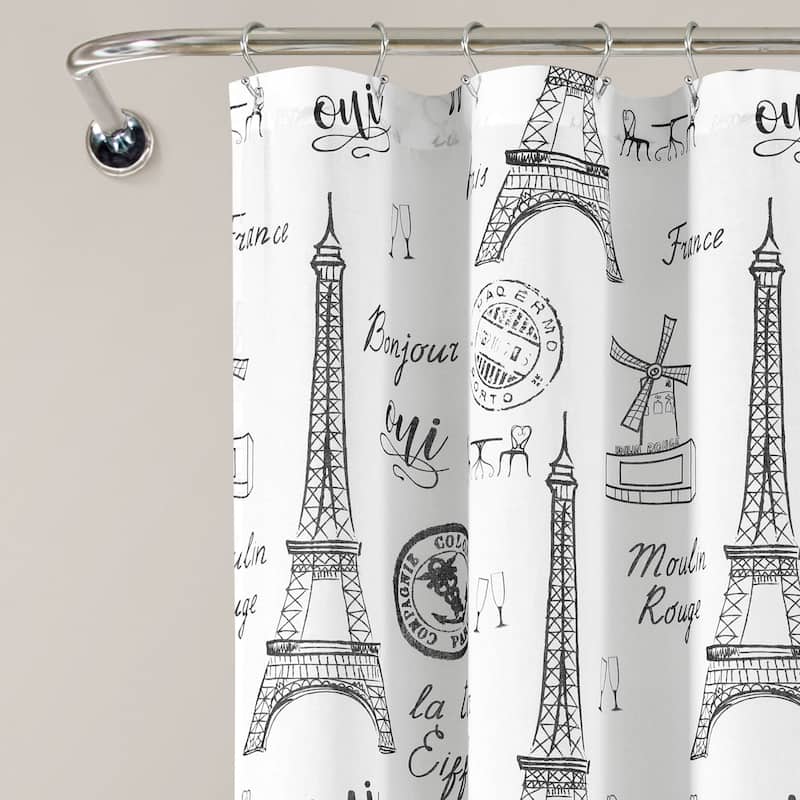 Lush Decor Paris Bonjour Cotton Shower Curtain