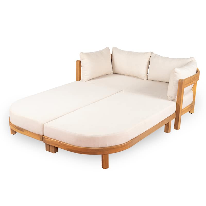 Scott Living Donovan Outdoor Acacia Wood Daybed with Cushion