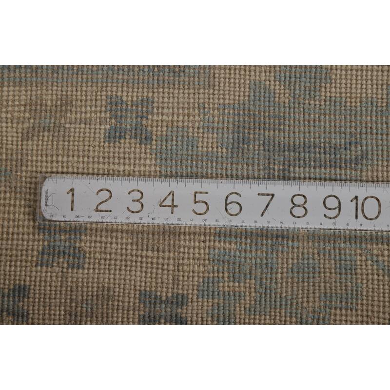 Transitional Blue Oushak Turkish Area Rug Hand-Knotted Wool Carpet - 8'0"x 9'10"