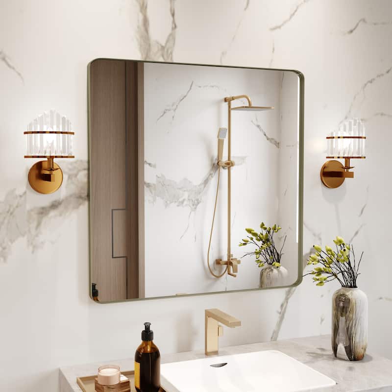 QuivaraView Rectangular Aluminum Framed Bathroom Vanity Mirror - 36" x 36" - Bronze
