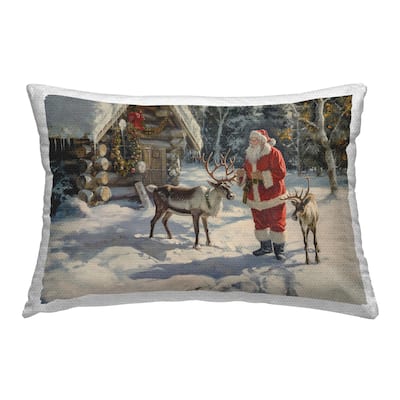 Stupell Santa & Reindeer Scene Printed Outdoor Throw Pillow Design by Imagine It Images