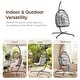 preview thumbnail 22 of 53, Oversized 1-Person Foldable Hanging Egg Chair - Wicker Swing Chair with Stand, Portable for Indoor Outdoor Patio