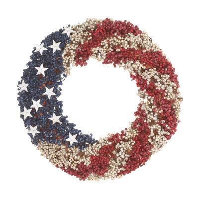 19" Red White and Blue Berries Wreath - 19 in