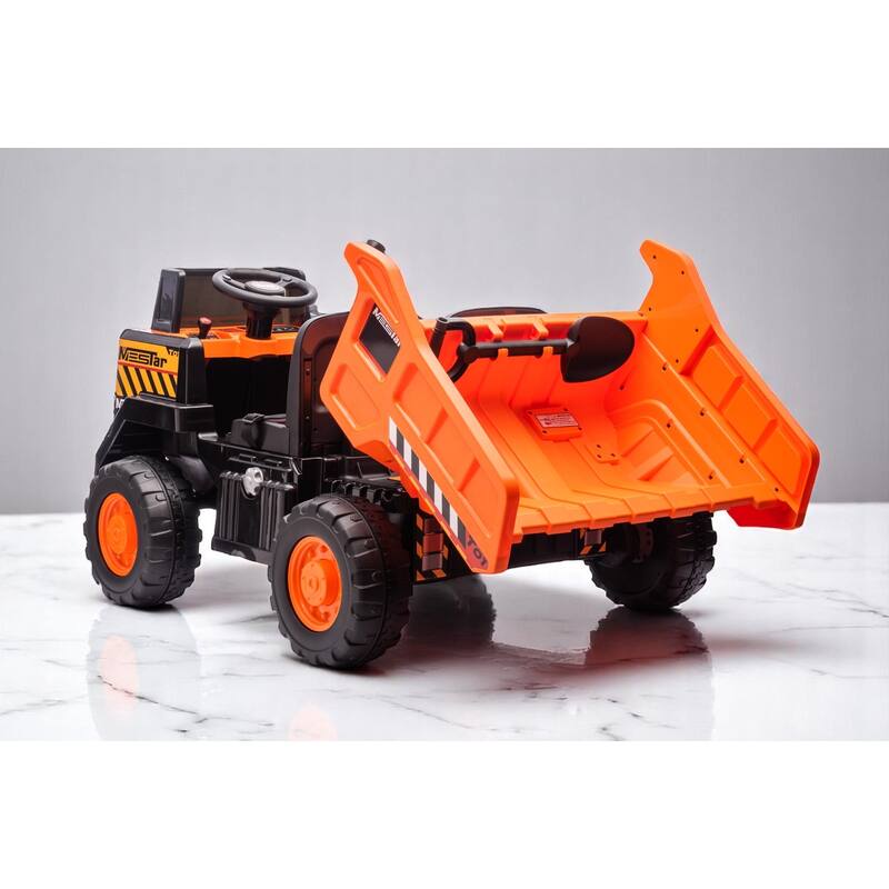 24V Ride-On Dump Truck with Remote Control, Automatic Trailer, Bluetooth, and Music - Electric Construction Vehicle Toy