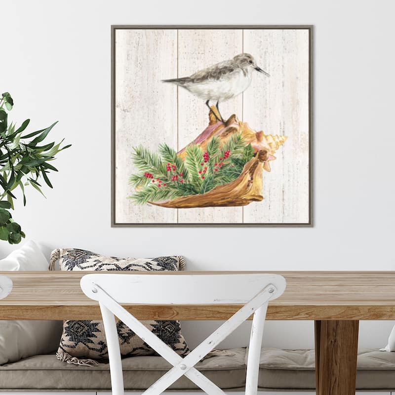 Christmas on the Coast III by Tara Reed Canvas Art Framed - 22 x 22 in