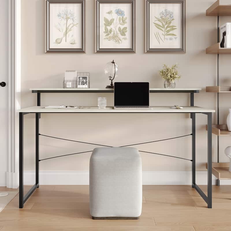 CraftPorch Minimalist 55-Inch Metal Computer Desk With Shelf