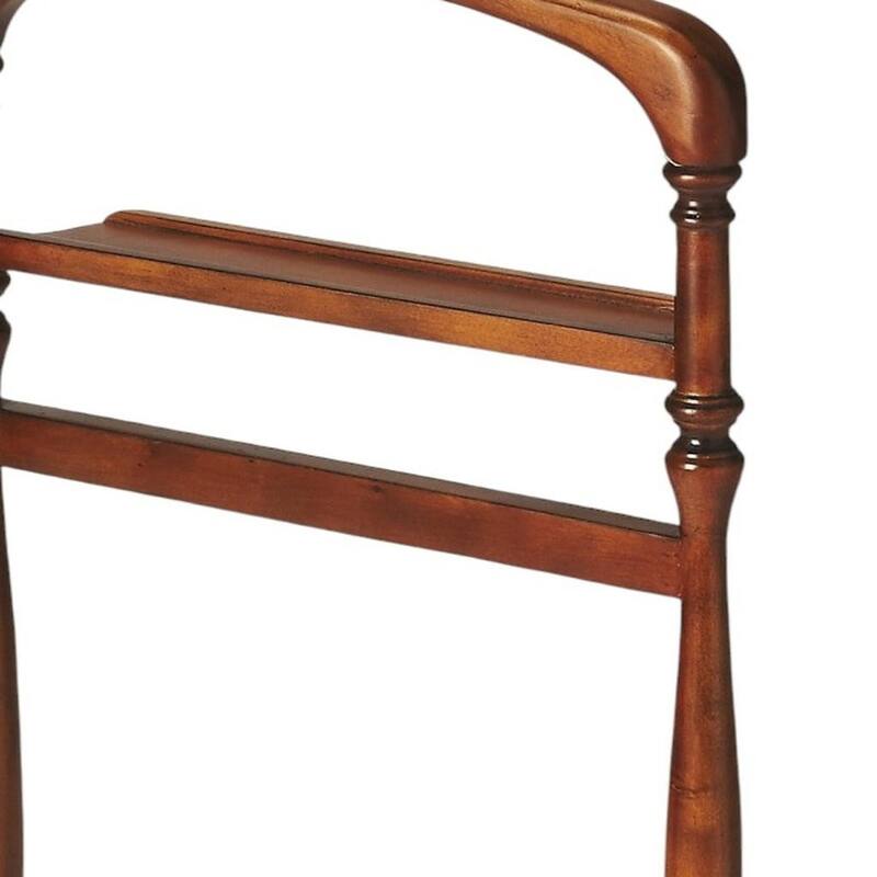 HomeRoots Judson Olive Ash Burl Valet Stand - 18.75 in. x 42.75 in. x 14.00 in.