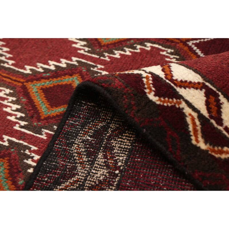 ECARPETGALLERY Hand-knotted Baluch Burgundy Wool Rug - 3'3 x 5'11