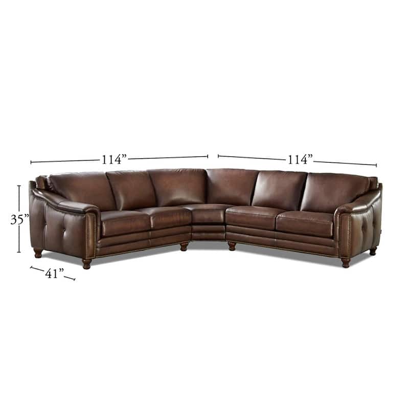 Hydeline Belfast Top Grain Leather Symmetrical Sectional